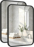 2-Pack 22x30 Inch Matte Black Bathroom Vanity Mirrors | Flush Mount Deep Set by Pocetry