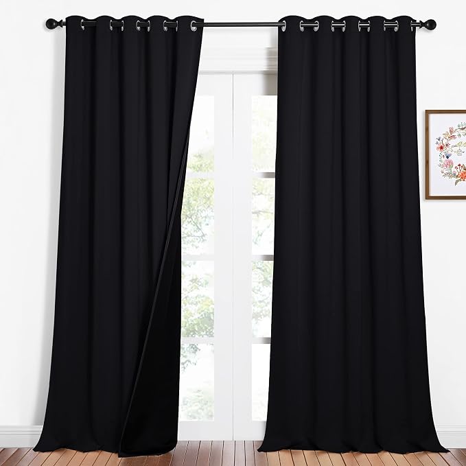 NICETOWN Cold Blocking 100% Blackout Curtains, Durable Black Lined Blackout by NICETOWN