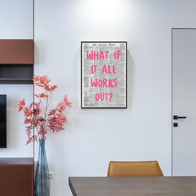 Liyark Retro Trendy Newspaper Canvas Wall Art 'What If All Works Out' Poster - Image 6