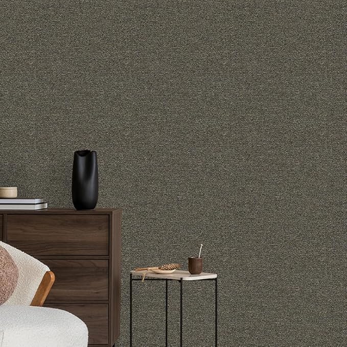 Blended Brown Peel and Stick Wallpaper Slight Velvety Feeling Woven Fabric - Image 4