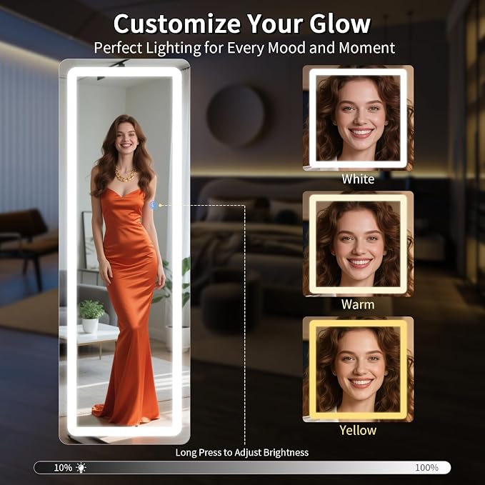 Koonmi Full Length Mirror with LED Lights, Big Mirror - Image 4