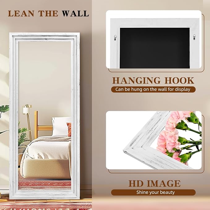 Full Length Mirror 71"x30" Solid Wood Frame Floor Large Mirror - Image 4
