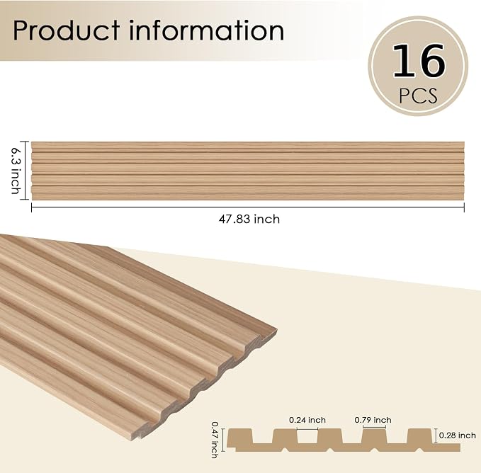 16-Pack 3D Soundproof Slat Wall Panels, Modern Faux Wood Wall Cladding - Image 2