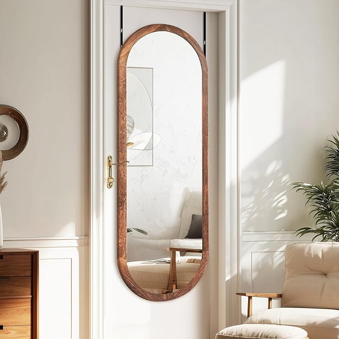 16"x48" Oval Full Length Mirror Solid Wood Wall Mirror - Image 5