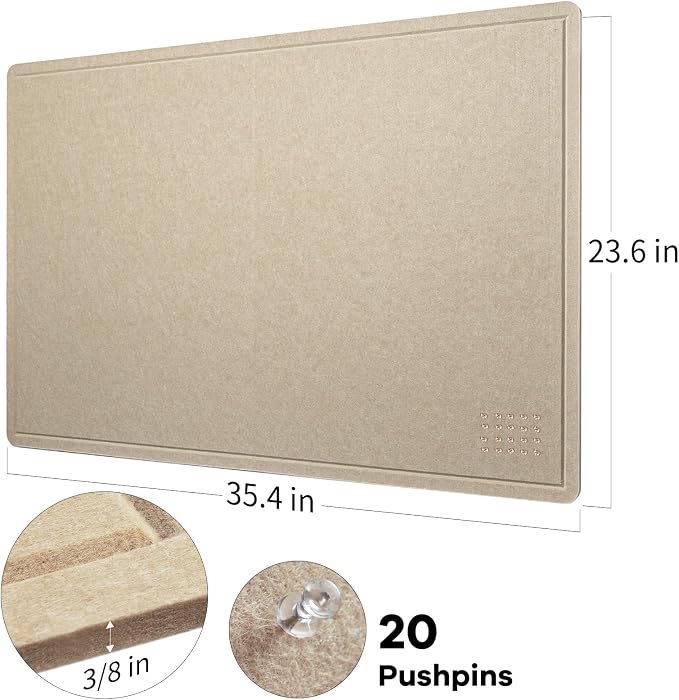 Lightomorrow Bulletin Board, 36 x 24 inches Felt Board - Image 4