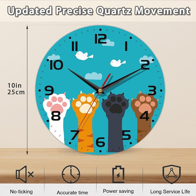 Cute Cat Paw Wall Clock - Image 2