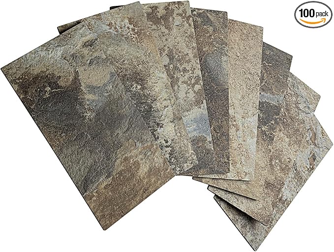 AULIGET 100-Piece Beige & Brown Slate Peel and Stick Backsplash Wall Tiles by AULIGET