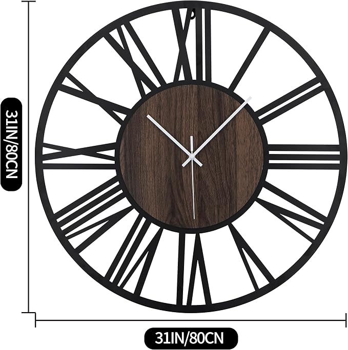 LEIKE Extra Large Wall Clocks, Silent Little Ticking, Battery Operated Vintage - Image 4