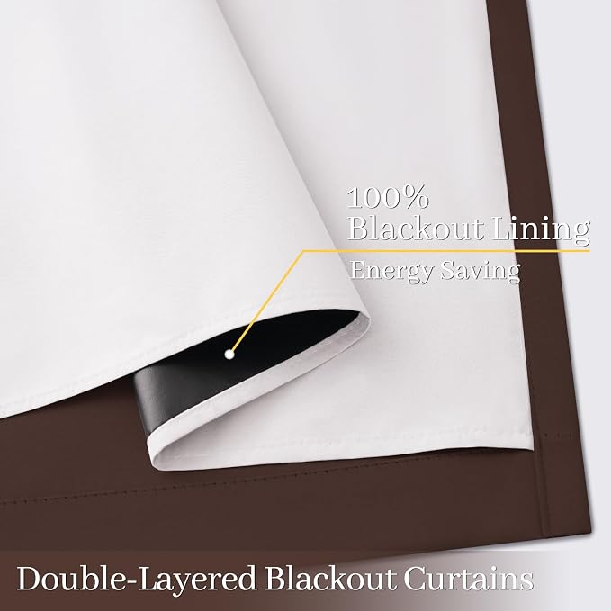 Yakamok 100% Blackout Curtain Panels 63 inches Cold and Light Blocking Drapes - Image 4