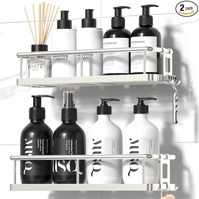 YASONIC Shower Caddy Adhesive, No Drill Bathroom Shower Organizers, by YASONIC