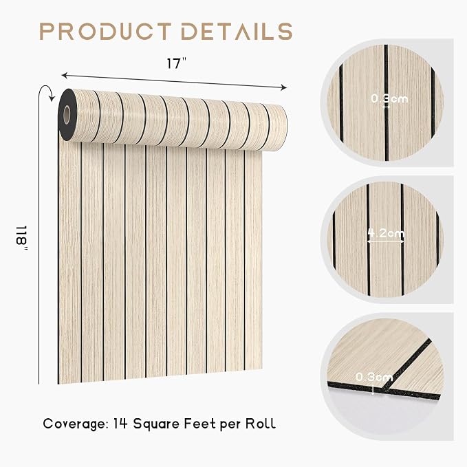 VEELIKE Coastal Oak Wood Slat Wall Panels Peel and Stick Wood Panels - Image 8