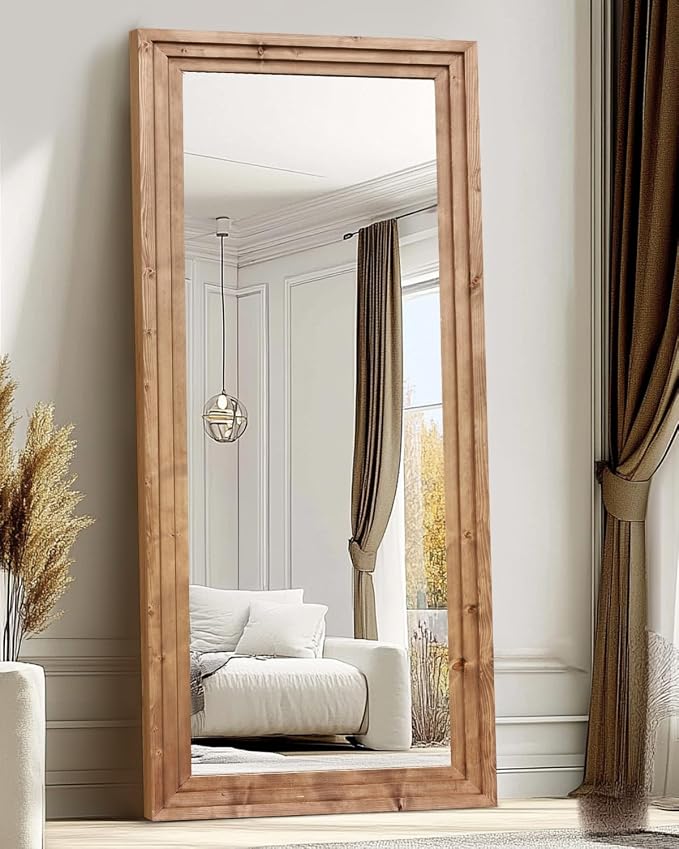 Full Length Mirror 71"x30" Solid Wood Frame Floor Large Mirror by ABSWHLM