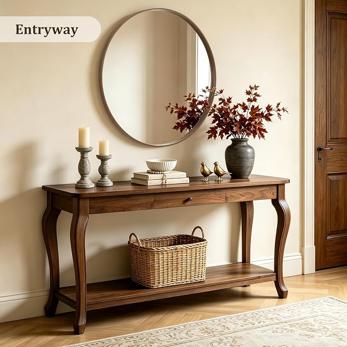 WallBeyond Round Wood Mirror - Image 3