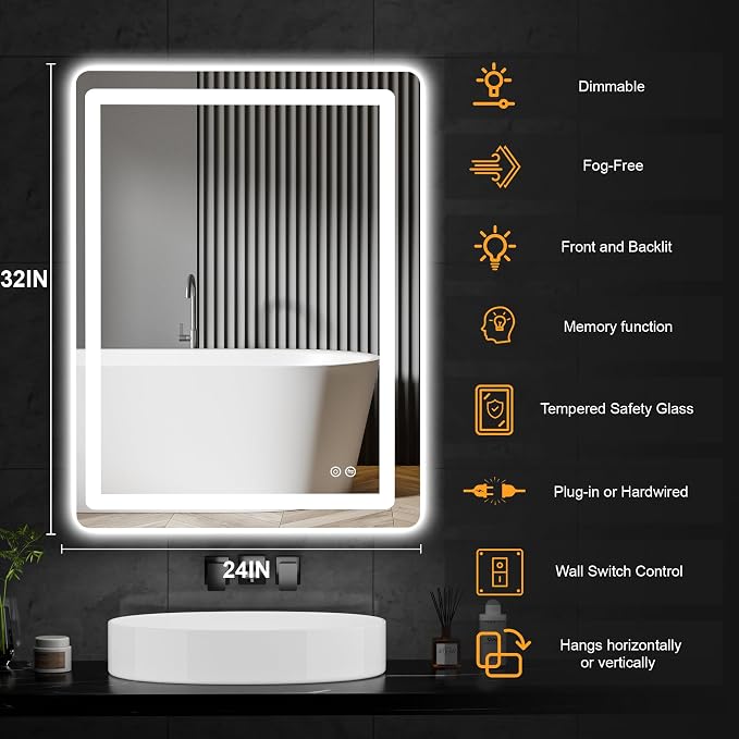 TRAHOME LED Bathroom Vanity Mirror 32"x24" - Image 8