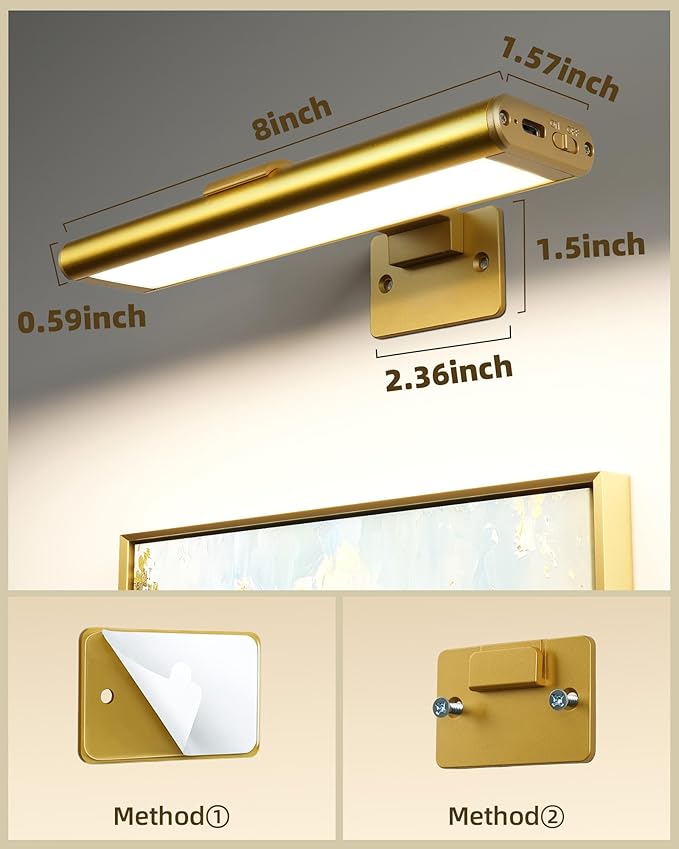 EZVALO Picture Light for Wall, Rechargeable 2400mAh Battery Lights Wireless - Image 4