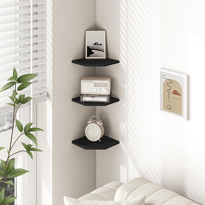 Fun Memories Corner Shelf Wall Mount, Floating Corner Shelves, Rustic Wood Wall - Image 2