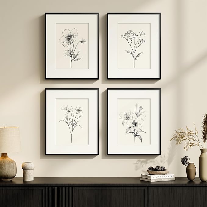 Framed Black and White Botanical Wall Art - Image 2