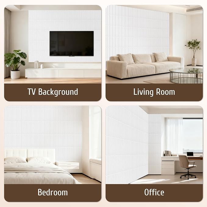 Qidejoy 33 Pcs 3D PVC Slat Wall Panels 12X12in Fluted Textured Paneling Modern - Image 2