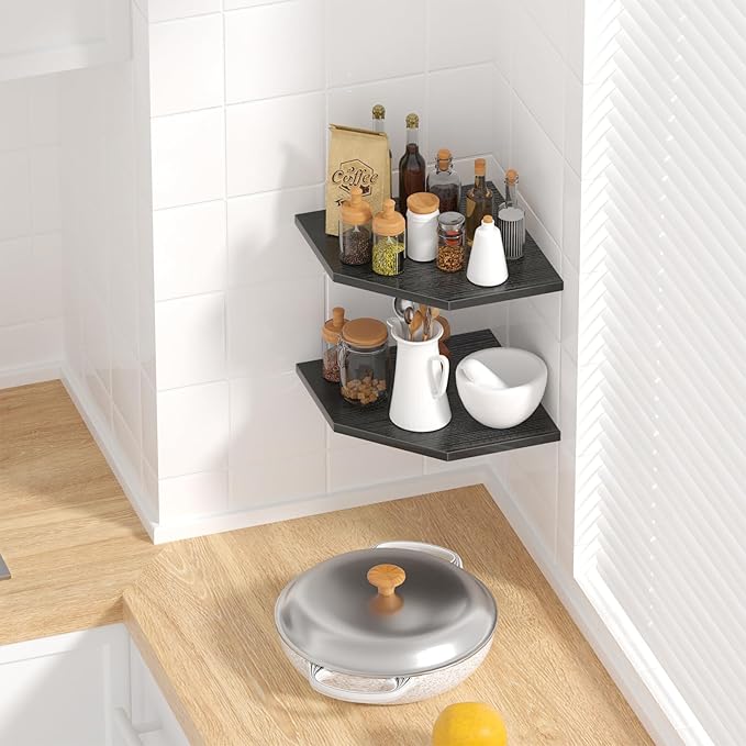 JJL Corner Wall Shelf, Easy-to-Assemble, Wall Mount Corner Shelves - Image 4