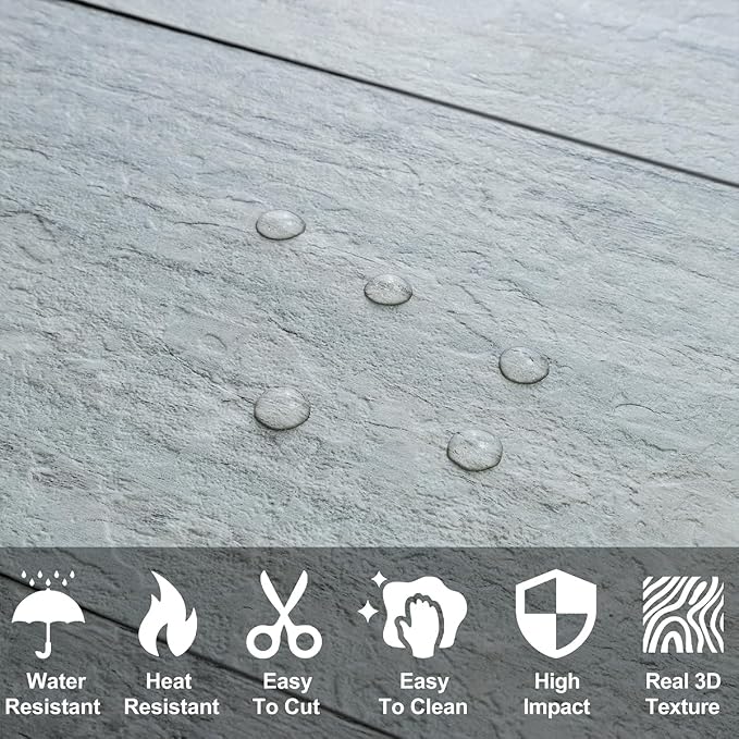 AULIGET 2-Piece Grey Shale Peel and Stick Backsplash Wall Tiles, Laundry Room - Image 2