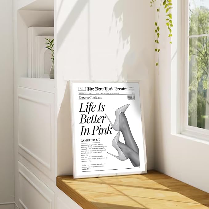 uniro Trendy Newspaper Wall Art Prints, Vintage Black & White Newspaper Wall - Image 6