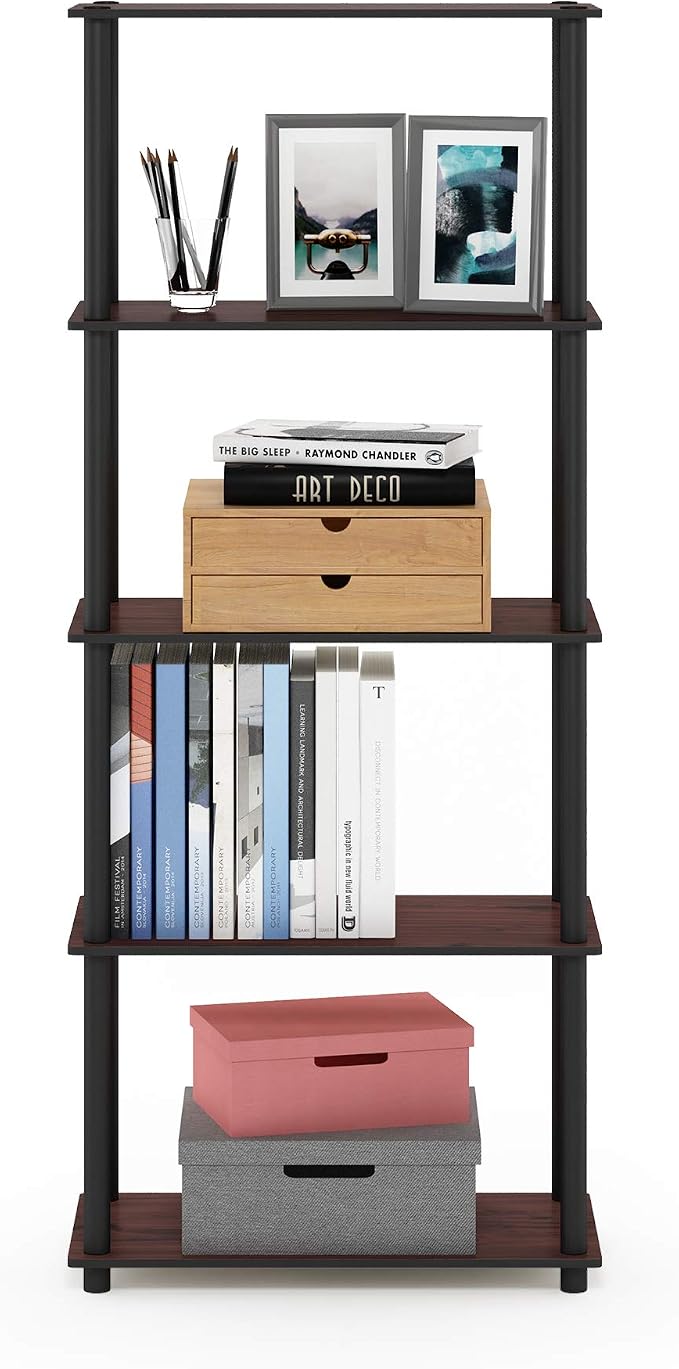 Furinno TURN-N-TUBE Storage Shelves, 5-Tier Book Shelf, Corner Shelf, Toolless - Image 4