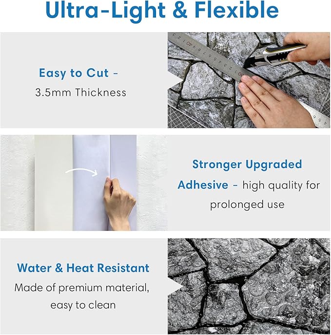 COMSTICKC 3D Faux Stone Wall Panel Peel and Stick Wall Tiles, Ultra-Light Thin - Image 4
