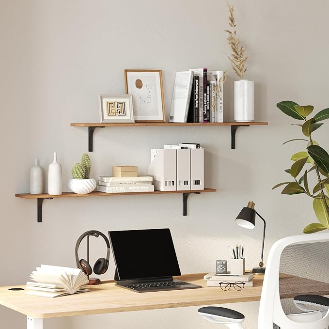DINZI LVJ Long Wall Shelves, 47.3Inch Wall Mounted Shelves Set of 2, Extra - Image 6
