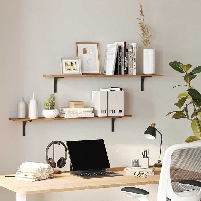 DINZI LVJ Long Wall Shelves, 47.3Inch Wall Mounted Shelves Set of 4, Extra - Image 8