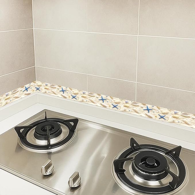 HOMETITUTE Wallpaper Border Peel and Stick Wall Border Sandy Seashell - Image 5