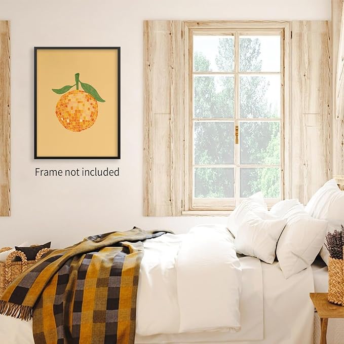 jkahh Retro Funky Orange Canvas Wall Art Fashion Disco Ball Aesthetic Posters - Image 3