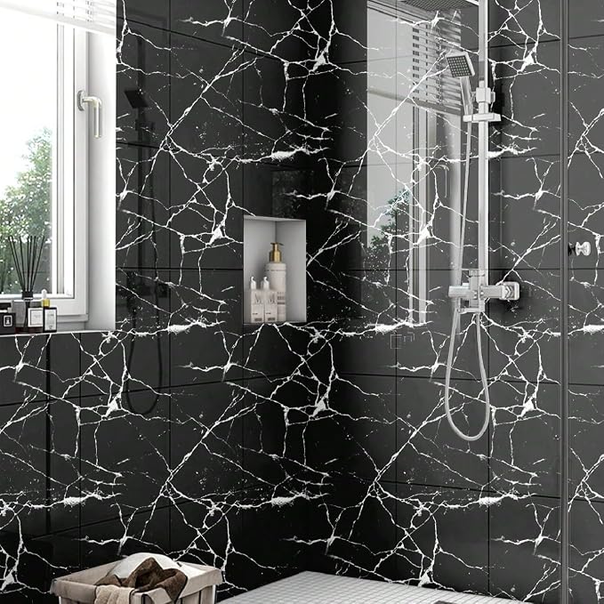Chejiaye 10pcs Marble Peel and Stick Backsplash Waterproof Washroom Wall Panels - Image 3