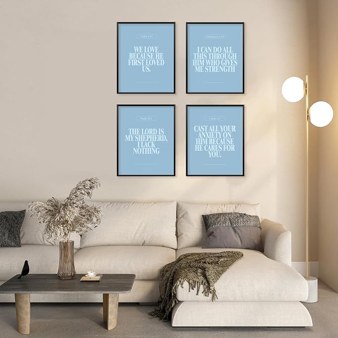 Locomiss Light Blue Christian Wall Art Decor Posters, Modern Bible Verse Prints - Image 6
