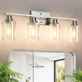 Ascher Bathroom Light Fixtures, 4-Light Vanity Light Over Mirror, Brushed by Ascher