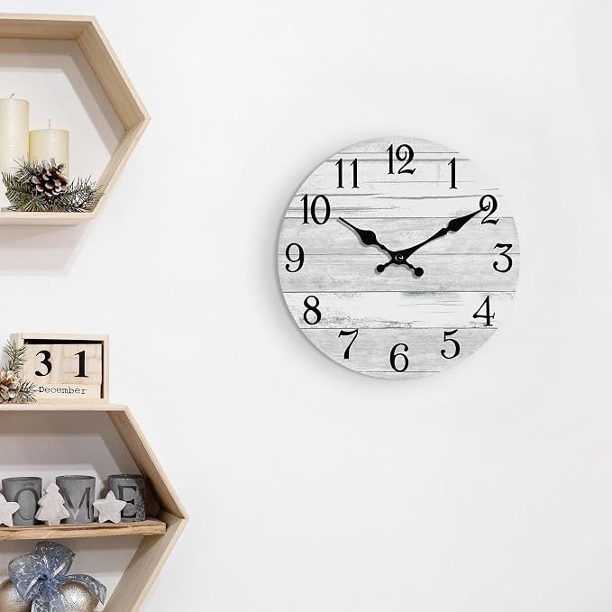KECYET Wall Clock Battery Operated 12 Inch Gray Silent Non Ticking Country - Image 7