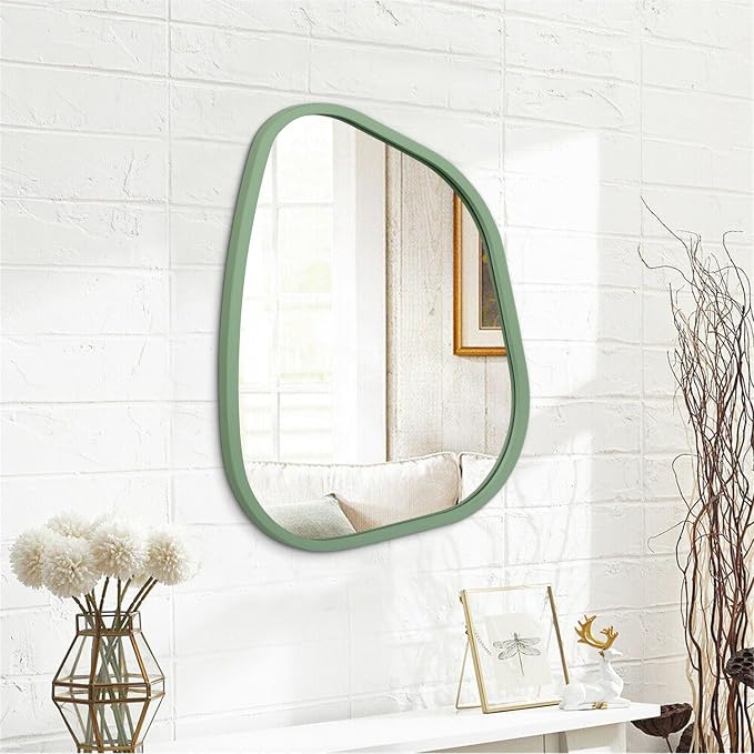 Asymmetrical Mirror for Wall Irregular Wood Frame Modern Unique Wall Mirror - Image 2