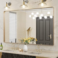 LOAAO 60”X36” Gold Bathroom Mirror, Rounded Rectangle Gold Frame Mirror by LOAAO
