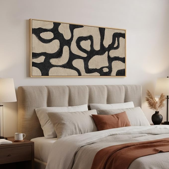 Framed Neutral Horizontal Abstract Wall Art - Image 2