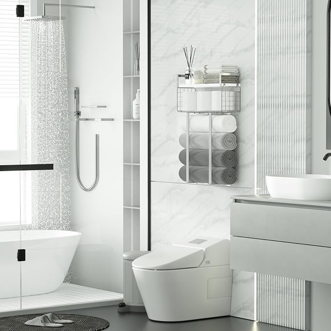 Towel Racks for Bathroom, Bathroom Shelf Over Toilet, Floating Shelves - Image 2