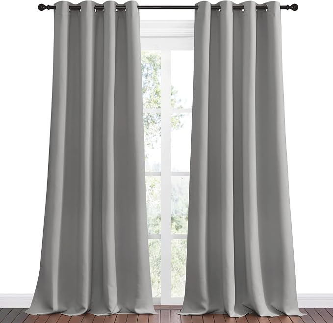 NICETOWN Silver Grey Room Darkening Curtain Panels 102" Long - Image 2
