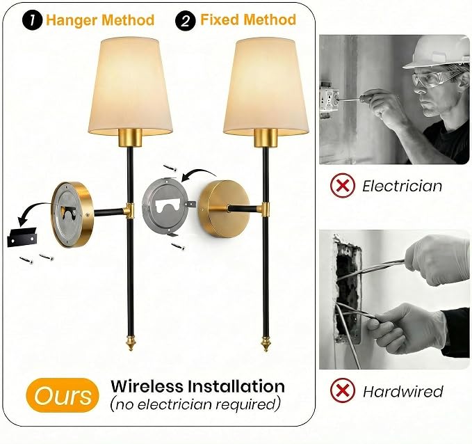 IRONPAX Wall Sconces Battery Operated Set of 2, Wireless Rechargeable Wall - Image 6