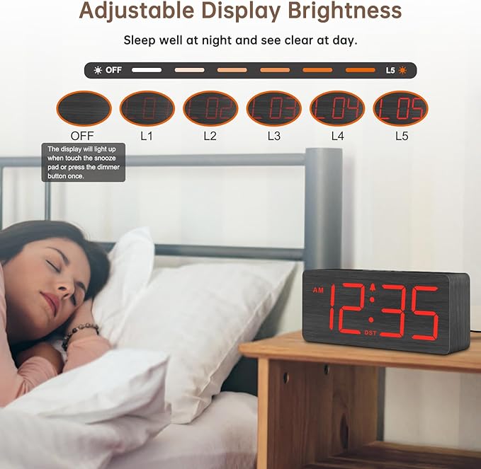 DreamSky Wooden Digital Alarm Clock - Image 4