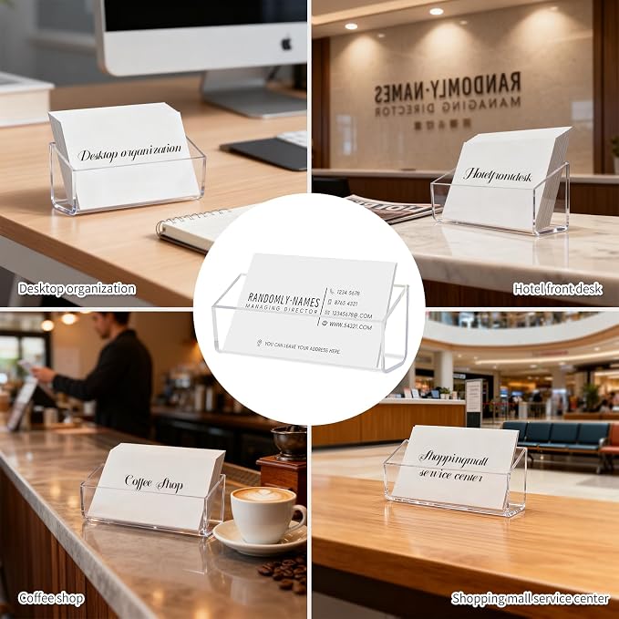 4 Pack Acrylic Business Card Holder, Wall Mount Name Card Holder, Office - Image 7