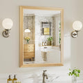 28x36 Inch Bathroom Mirror for Wall, Anti-Rust Oak Wood Grain Metal Framed by Briivuemodernmirrors
