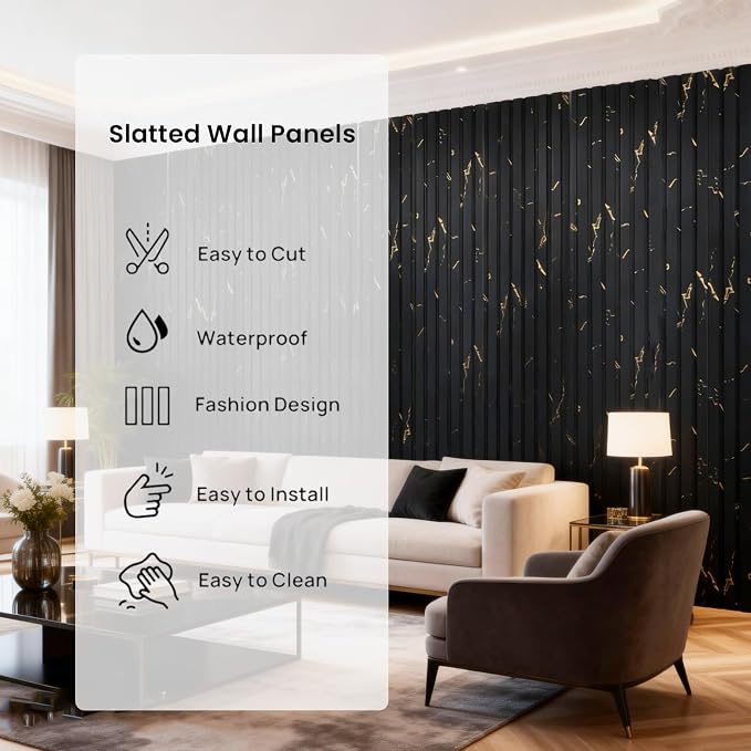 16 Pack Faux Marble Slat Wall Panels - Image 4