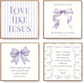 LARTSFRO Coquette Purple Bow Jesus Wall Art Decor Posters, Inspirational Bible by Unknown