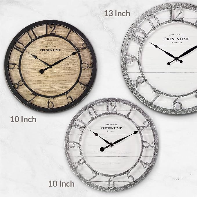Presentime & Co 10" Farmhouse Series Wall Clock, Cottage Style, Vintage Design - Image 5