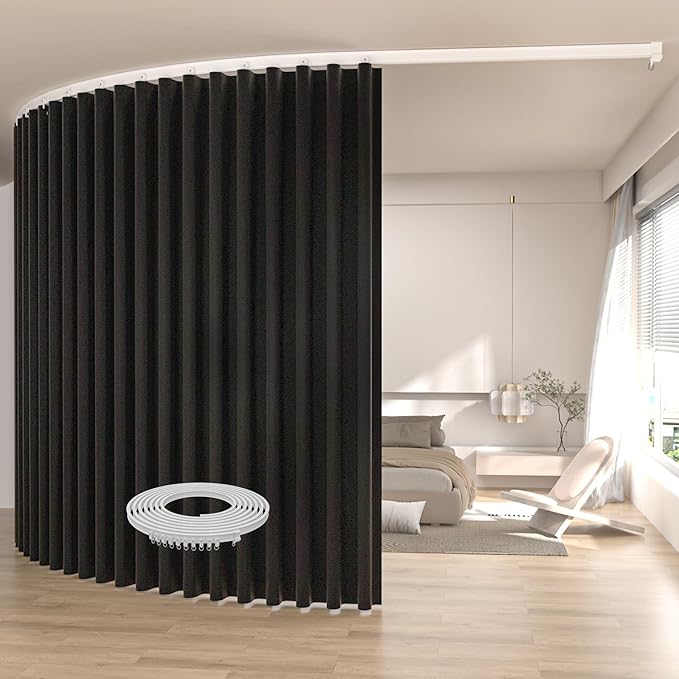 Room Divider Blackout Curtains Extra Wide Ceiling Mounted Curtains Track Sets by JVVMNJLK