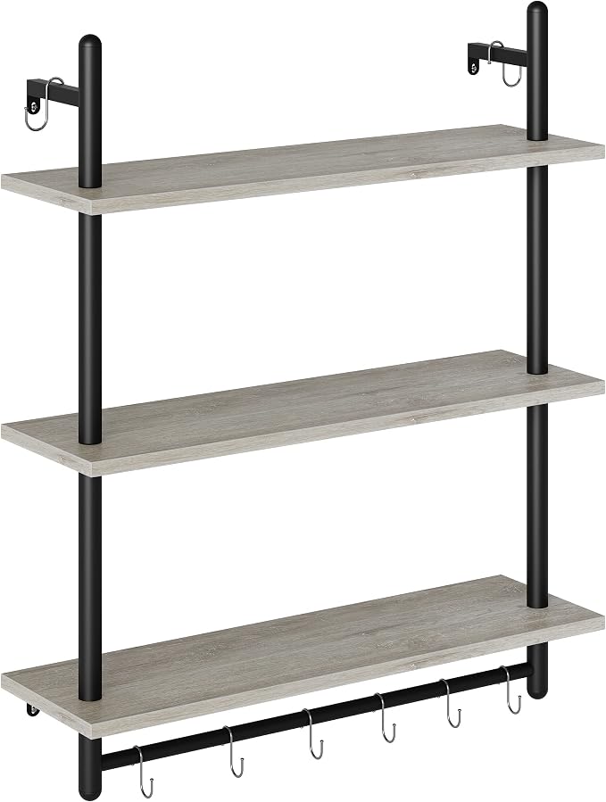 Bestier 3 Tier Industrial Pipe Shelving, Floating Book Shelves - Image 9