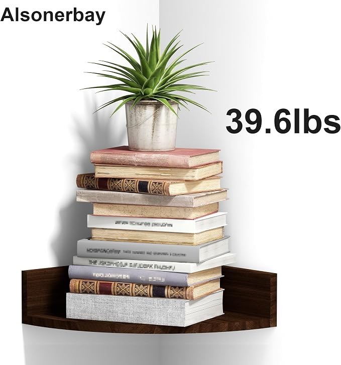 Alsonerbay Corner Shelf Wall Mount, Rustic Wood Shelves - Image 9